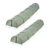 Relaxdays Folientunnel, 2er Set, 2,9 m Länge, PE-Folie mit Reißverschluss, Frühbeet, Aufzucht,...