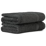 Luckytowel Handtücher Set 50x100 cm 100% Baumwolle, Handtuch-Set 2er Pack Anthrazit