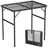 Anbte Campingtisch Klappbar 80x55cm Grilltisch mit 37,5/74,7cm Höheverstellbar Aluminium Rahmen...