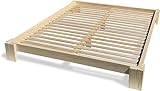 Bett aus Kiefernholz, Bett Modell 'Tokyo' mit Struktur komplett mit Lattenrosten. (180 x 200 cm,...