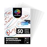 OfficeTree 50 Blatt Overheadfolie A4 - OHP Folien glasklar - Folie für Laserdrucker -...