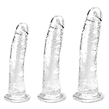 Klares Dildo-Set mit Saugnapf - Realistische Anal-Dildos für Herren in 3 Größen (klein, groß,...