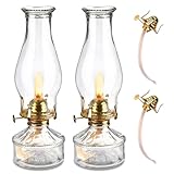 2 Pcs Petroleumlampe Öllampe Laterne Metall Glas Drehfassung Retro-Öllampe Innen Outdoor...