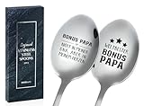 Bonus Papa Geschenk, Geburtstagsgeschenk für Bonus Papa, 2 Stücke Eislöffel mit Gravur,...