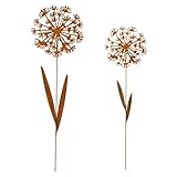 Storm's Gartenzaubereien Gartenstecker Pusteblume - Allium zum Stecken 2 Modelle in Rostoptik 113cm...