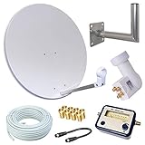 netshop 25 HD Sat Anlage 80 cm Spiegel + Opticum Quad LNB für 4 Teilnehmer + 50m Kabel + 40cm...