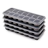 4 Pack Silikon Eiswürfelform mit Deckel BPA Frei, Eiswürfelbehälter Stapelbar, Sichere Gesunde...