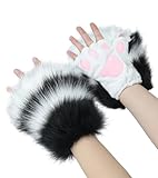 Focupaja Pelzige Niedliche Katze Handschuhe Faux Tier Cosplay Fingerlose Handschuhe Bär Wolf Pfoten...