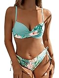 GORGLITTER Bikini Damen Push Up Bikini Mit Bügel Set Badeanzug Mit Tropenmuster Wickel Bikini Set...