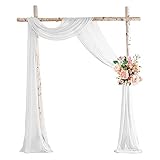 LANSKYLAN Querbehang Freihanddeko Chiffon Vorhang Hochzeit 130x550 cm Querbehänge Fensterdekoration...