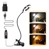 Akynite Klemmleuchte Schwarz mit Adapter und Kabel, USB LED Schreibtischlampe mit Schwanenhals, 3...
