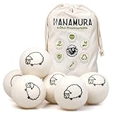 Hanamura Trocknerbälle für Wäschetrockner - 6er-Satz aus 100% neuseeländischer Schafwolle, XXL...