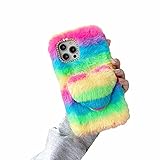Tivenfezk Nadoli für Samsung Galaxy A55 5G Fluffy Furry Case,Stilvoll Regenbogenfarben Entwurf...