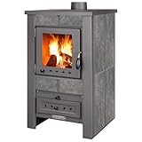 ProTermo Alpina G Anthrazit Kaminofen mit Schamottstein - 8 kW Heizleistung - Kaminofen Holzofen mit...