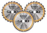 Dewalt 3-tlg. Bau-Kreissägeblätter Set DT1963 (für Stationärsägen, Nagelfest, Blatt-ø: 250 mm,...
