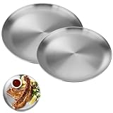 AONAYO 2 Stück CampingTeller Edelstahl,Edelstahl Teller,CampingTeller,EdelstahlRundes...