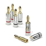 sonero® Bananenstecker 4er-Set, für alle Lautsprecherkabel mit einem Durchmesser bis max. 6mm², 4...