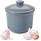 Römertopf Knoblauchtopf MINI aus Naturton, blau-grau, Ø 12,5 x 13 cm, ca. 200 g, belüfteter...
