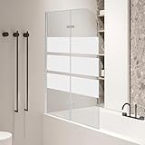 Jiubiaz Duschwand für Badewanne 100x140cm, 2-teilig faltbare Glas Duschwand, 6mm EGS...