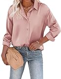 Beyove Damen Bluse Satin Seide V-Ausschnitt Hemden Elegant Langarm Business Oberteile mit Knöpfen...