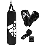 adidas Unisex – Erwachsene Boxing Kit Boxset, Schwarz, Boxsack: 80cm Handschuhe: 10oz