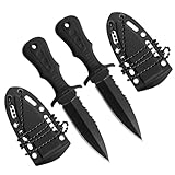 ZhongShuang 2Pcs Neck Knife,Messer Outdoor Ketten Messer Outdoor Messer Gürtelmesser Edelstahl mit...