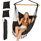 Campela Hängesessel Boho – Weiches Sitzgefühl mit 2 Kissen & Tasche – Für Wohnzimmer, Balkon...