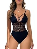 Buitifo Damen Sexy Body Ein Stück Babydoll Dessous Spitze Teddy Negligee(Black,XL)