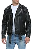 Fahsyee Kunstlederjacke Herren, Motorrad-Revers Asymmetrisch Reißverschluss Blet Slim Fit Biker...