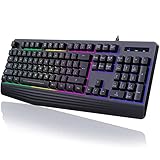 Gaming Tastatur PC, PS4 Tastatur USB, Regenbogen Beleuchtete Tastatur LED, Langlebig, Ergonomisch,...