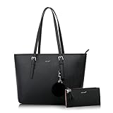 Handtasche Damen Set Schwarz Tasche Mit Geldbörse für Büro Schule Einkauf Handtasche Damen Groß...