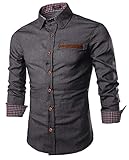 COOFANDY Herren Hemd Langarm Jeanshemd Freizeithemd Langarmhemd Cowboy Western Freizeit Hemd Slim...