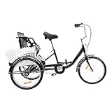Eieblek 20 Zoll Dreirad, Single-Speed 3 Rad Fahrrad mit Kindersitz und Einkaufskorb, City...