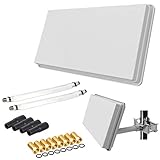 netshop 25 Sat Flachantenne Twin H30D2+ HD Sat Anlage mit Fensterhalterung und Anschluss Set (2...