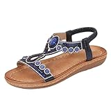 Leder Sandalen Damen Sommer Bequem Weiche Keilsandalen Bohemia Peep Sandaletten Ledersandalen...