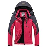 QIUNI Damen Bergjacke Skijacke Winddichte Jacke Winter Warme Jacke für Camping Wandern Skifahren