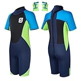 Summshall Neoprenanzug Kinder mit Schwimmflügel 2.5mm Shorty Neopren Kinder Neoprenanzug Kurz...