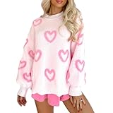 Bellezasourire Damen-Pullover mit süßem Herzmotiv, mit Liebesaufdruck, Valentinstag,...