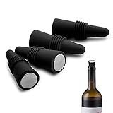 LYQNIHOB 4er Set Weinverschlüsse aus wiederverwendbarem Silikon, mit praktischem Griffoberteil für...