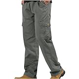 UHouse Cargohose Herren Hose Sommer Baumwolle Cargo Hosen Regular Fit Freizeithose Mit Seitentasche...