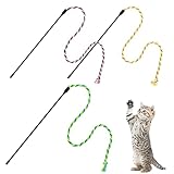 simarro Interaktives Katzenstab Spielzeug, 3Pcs Buntes bissfestes Seil zum Necken der Katze...