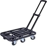 Flachbett-Handwagen – leichter Schubwagen mit verstellbarem Griff und um 360 Grad drehbaren...