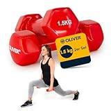 Oliver – Vinyl Kurzhanteln Set 2 x 1,5kg Rot – Hantelset für Männer & Frauen – Hanteln...