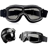 Motorradbrille, Motorcycle Goggles, Windproof Goggles, PU Leder Sonnenbrillen, Sportbrille Retro...