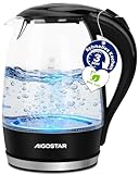 Aigostar Adam - Wasserkocher Glas 1,7 Liter, 2200 Watt, LED-Beleuchtung, 100% BPA Frei, Verdicktes...
