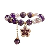 Natürliches Amethyst-Kristall-Armband für Frauen - Lila elastisches Stretch-Perlenarmband mit...