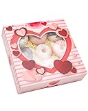 qiqee Valentinstagskuchenboxen mit Fenster, 25,4 x 25,4 x 6,3 cm, 30 Packungen Kekse Donut Bäckerei...