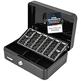 HMF Geldkassette abschließbar, Kasse mit Euro Münzzählbrett, 3 Banknotenfächer | 25 x 18 x 9 cm...
