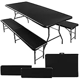 MT MALATEC Gartengarnitur klappbar 3-teilig Campingtisch 180x74cm mit 2 Bänken – Klapptisch Set...