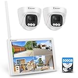 Jennov Überwachungskamera Set mit 10' Monitor 10CH Wireless NVR, 2Pcs 5MP Kamera Aussen WLAN mit...